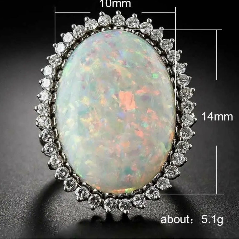 Elegant Opal and Silver Ring